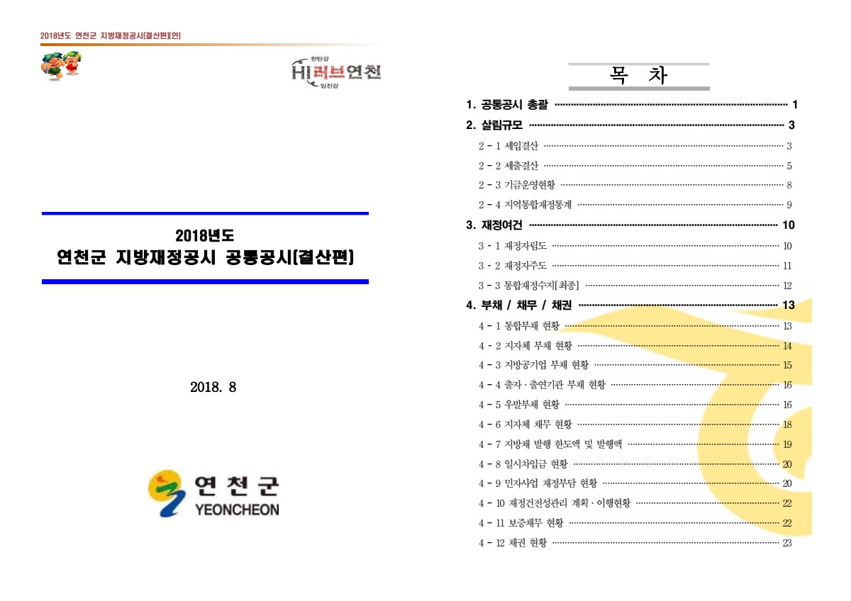 2018년 연천군 재정공시 결산편